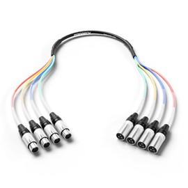 PRORECK 3ft Snake Cable, 4-Channel Shielded Audio Cable XLR Male to XLR Female, with Color-Marked Connectors for Professional Stage, Studio, and Live (PR-XLR/XLR-4 * 3)