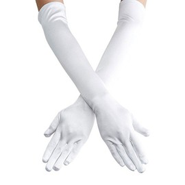 Women's 22" Long White Elbow Satin Gloves Bridal Etiquette Gloves Stretchy Adult Silk Dance Gloves Princess Peach Cosplay Costume 1920s Opera Evening Party Costume