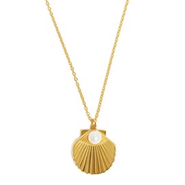 Annie Oak Womens 925 Silver 18K Gold Open Shell Necklace