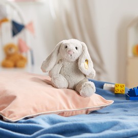 Steiff Steiff Hoppie Hase 18 cm hellgrau, Plüschtier mit Schlappohren, Soft Cuddly Friends, flauschiges Stofftier zum Kuscheln und Spielen, Kuscheltier für Mädchen und Jungen, waschmaschinenfest