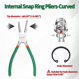 SPEEDWOX Snap Ring Pliers 9-Inch Internal Circlip Pliers Heavy Duty Precision Cir-Clip Retainer Ring Pliers Curved Jaw for Ring Remover Retaining