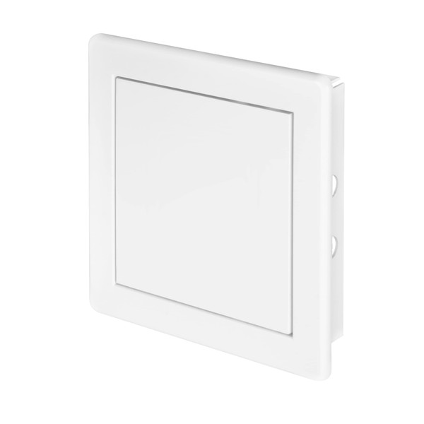 Awenta 150 x 150 mm Plastic Access Panel Door - White Opening Flap Cover Plate - Inspection Hatch - Door Latch - Concealed Hinge - Removable Door - Paintable Smooth Surface (6 x 6 Inches)
