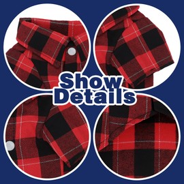 Paiaite Plaid Dog Shirt: Classic Checkered Style in Pure Cotton for Large, Medium, and Small Breeds, Comfort, Breathability, and Elegance. Perfect for Everyday Wear, and Photoshoots Red XXL