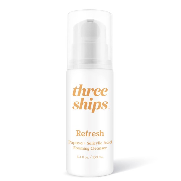 Three Ships Refresh Papaya And Salicylic Acid Cleanser - Vegan Facial Cleanser Brightens And Balances Tone - Natural Face Cleanser For Combination Or Oily Skin - As Seen on Dragon’s Den, 100 mL