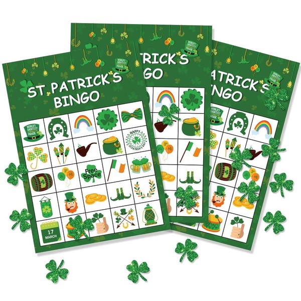 St. Patrick's Day Shamrock Irish Bingo Game - Green Party Supplies 24 Player