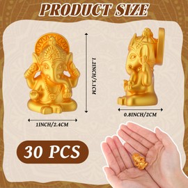 AceOrbit 30 Pcs Indian Return Gifts for Pooja Gold Resin Small Elephants Statues Bulk Ganesha Diwali Decor Symbol of Lucky Wealth Prosperity for Diwali Pooja Wedding Housewarming Favor