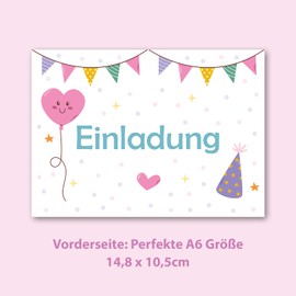 LIEBEVON 12 x Invitation Cards Children's Birthday Boy Girl – Birthday Invitations Party – A6