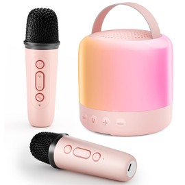 Karaoke Machine for Kids, Portable Bluetooth Karaoke Speaker with 2 Wireless Microphones, Gifts for Girls,Boys and Adults,Christmas Girls Toys Birthday Gift Ideas