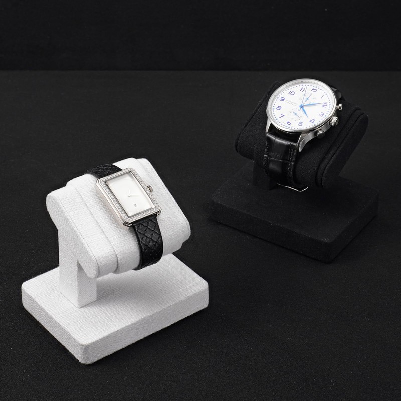 Woodten Single Watch Stand Display with Linen Lining - Compact