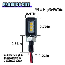 LAINLOY 2PCS Car LED License Plate Light, IP68 Waterproof License Lamps with Aluminum Light Holder, 12V Tag Screw Bolt LED Bulb for Car, Motorcycle, Truck, RV, ATV (Black shell - Warm white light)