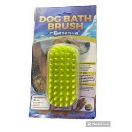 Dasksha Dog Bath Brush Green Bathing Tool Soft Silicone Bristles Slip Grip Wide Teeth