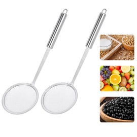 Minicoco 2 Pieces Skimmer Stainless Steel Filter Spoon Skimmer Spoon Strainer Spoon Fine Mesh Colander Oil Strainer Cooking Oil Filter Slotted Spoons for Cooking