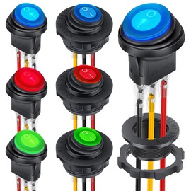 Waterproof Round Rocker Switch, Waterproof Toggle Switch, 6 Pack Toggle Switch, Rocker Switch, with 3 Pack Shell and 18 Pack Terminal Wire for 12v Switch, Marine, Car, Car, Rv, Truck, SUV