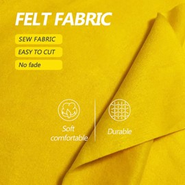 Yellow Felt Fabric - 1.6mm Thickness 36" X 18" Square Flexible Craft Felt by The Yard Soft Durable Felt Sheets for DIY Sewing Cushion Art Craft Project Supplies