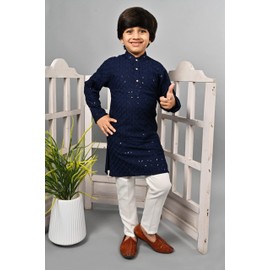AHHAAAA Kurta de trabajo con bordado de lentejuelas para niños, 502 MF, marino, 2-3 Años