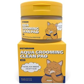 Pethroom Cat Pimple Pad, Moisturizing Essence Blend, Skin Regeneration, Dissolves Sebum, Hypoallergenic, Unscented, Double-Sided Pads (50 Sheets)