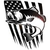 Vinyl Wall Decal Fish Fishing Hobby USA Flag Symbol United
