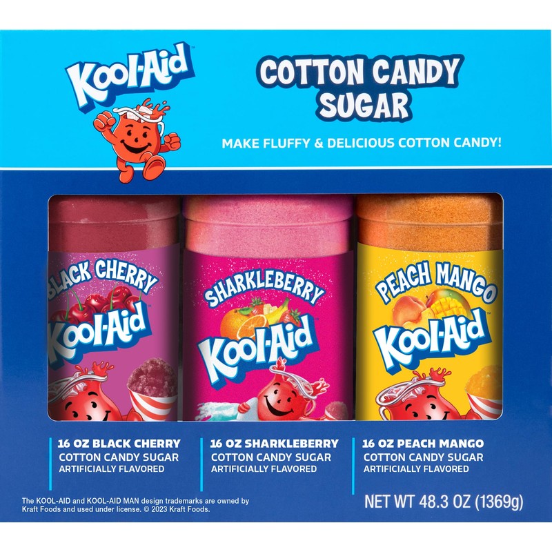 Nostalgia Kool-Aid Cotton Candy Flossing Sugar Party Kit 3-Pack, Black