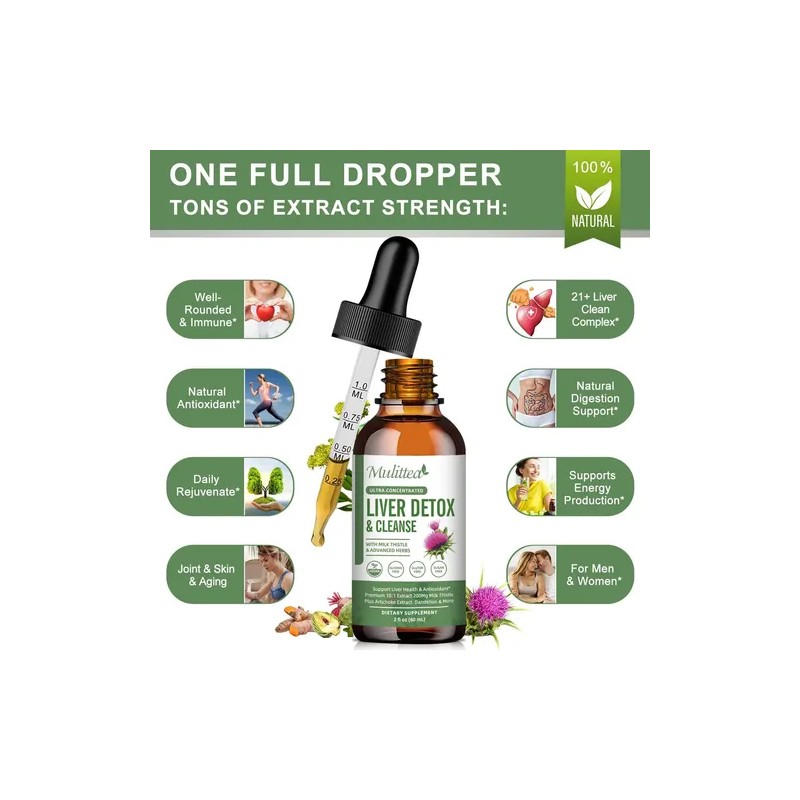 Mulittea Gotas Herbales Detox Hepático - 2 Pack 60ml -