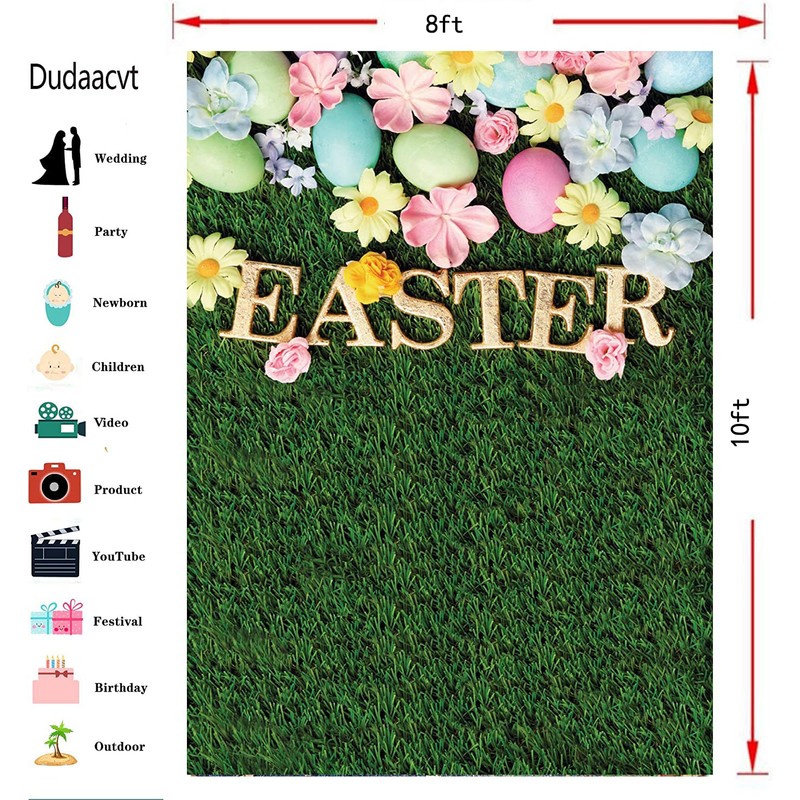 Dudaacvt 8x10 ft Easter Backdrop Happy Easter Backdrops Easter Green