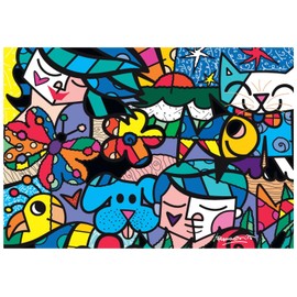 Bluebird 1000pc Romero Britto Floral Jigsaw Puzzle [Cardboard, Multicolored, Portable, 1 Kid-Friendly Set]