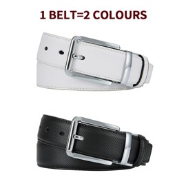 DOOPAI Reversible Leather Belt for Men 1.25" - Dual Sided Dress and Casual Belt, Trim to Fit, 2 Styles in One Belt