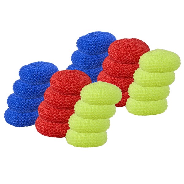 Nylon Scouring Pads-Dish Scrubber, for Dishes, Pots, and Stoves, Durable Mesh Scourers, for Tough Cleaning Nylon Dish Scrubbers, Pack of 24, Assorted Colors, by Superio