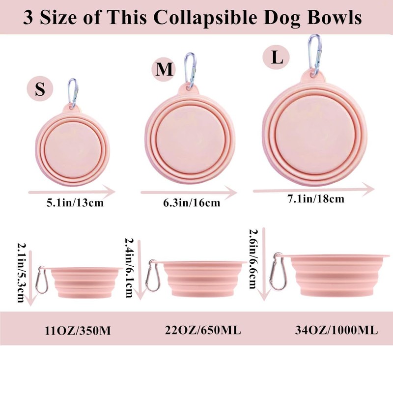 Dog Bowls Pet Collapsible Bowl, 2 Pack,Small,Medium, Large