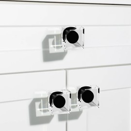 Crystal Brushed 8 Cabinets Pulls Knob, Kitchen Cabinet Drawer Knobs Solid Base Closet Cupboard Dresser Drawers Hardware Handles, Square Bathroom Bedroom Pull Single Hole Satin Brass Knobs