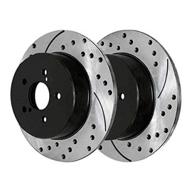 AutoShack Rear Drilled Slotted Brake Rotors Black Pair of 2 Driver and Passenger Side Replacement for 2005 2006 2007 2008 2009 Subaru Outback Legacy 2.5L 3.0L AWD PR41405LR