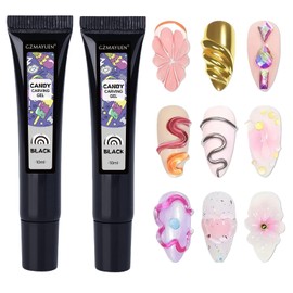 GZMAYUEN 3D Gel Nail Art - 10g *2 Schwarz Skulptur Nail Gel, Multifunktionales Skulptur Nagelgel für DIY Nageldesign