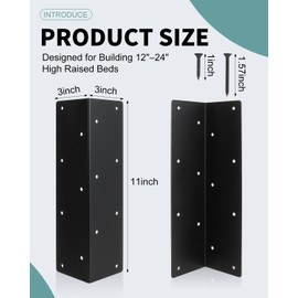 Alffun 8 Pcs Raised Garden Bed Corner Brackets for 12"-24" Wood Planter Box, 11" x 3" x 3" Rust-Resistant Metal Corner Brackets with Screws for Flower Beds, Vegetable Gardens, Furniture, Sand Box