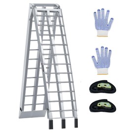 7.5FT Aluminum Loading Ramp, 850 lbs Capacity, Folding Ramp for Pickup Truck & Trailer with Load Straps, for Motorcycle, Dirt Bike, Bicycle, 90" L x 12" W (1-Pack)