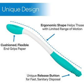RMS Long Reach Comfort Wipe - Self Assist Toilet Aid, Ideal Daily Living Bathroom Aid for Limited Mobility