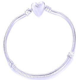 RKC Divine Design By RKC Jewelz London 22cm Heart Clasp Silver Stainless Steel CHARM BRACELETS For Women Girls