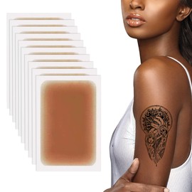 10 Pcs Tattoo Cover Up Patch, Ultra-Thin Body Tape for Tattoos, Scars & Birthmarks, Invisible Tattoo Cover Up, Cut-to-Fit Dark Skin Tone, Long Wear (Dark)