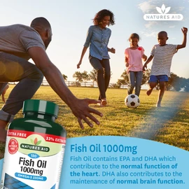 Natures Aid Fish Oil 1000mg | Omega 3 (180mg Epa & 120mg Dha) | Made In The UK, 120 Softgels for The Price of 90, 120 Capsules