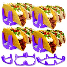 Twangler The Taco Wrangler Taco Holders, Configurable and Compact Silicone Stands, Microwave and Dishwasher Safe, 8pc Holds 1 to 12 (Purple)
