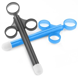 ANGCURE Lube Applicator, Easy-to-Use Lubrication Syringe with Comfortable Rounded Cap, Reusable, Precise 10ml Measurement, Ideal for Men, Women & Couples (Black & Blue)