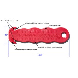 Klever Innovations Cutter Stainless Steel Package Opener, Safety Utility Cutter Assorted Colors 10 pcs, KLEVER - 10/PACK MIX