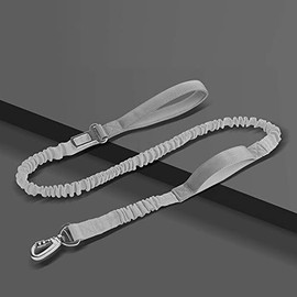 Yansumi Bungee Dog Leash, Heavy Duty Dog Leash with Shock Absorption, 2 Padded Handles Training Leash, Improved Dog Safety and Comfort (Gray)