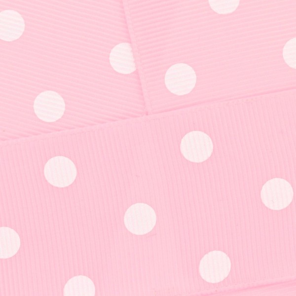 7/8" Grosgrain Ribbon White Dots 117 Light Pink 100yd