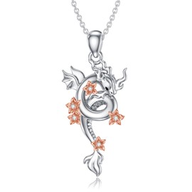 LWXIE Diamond Dragon Pendant Necklace for Women 925 Sterling Silver Lab Grown Diamond Jewelry Gifts 128024