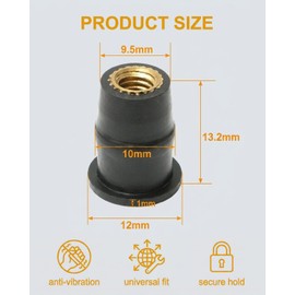 RAMGLYO M5 Motorcycle Windshield Nut 10x Black Rubber Shaft Nut Fixing Universal Accessories
