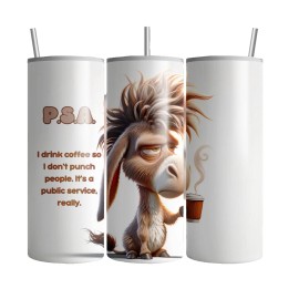 Handmade Funny Sarcastic Adult Humor Donkey  20oz Tumbler Insulated Travel Mug Cup