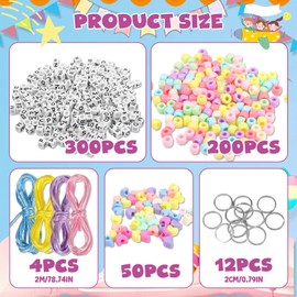 Josojoou 566Pcs DIY Keychain Making Crafts Kit Alphabet Jewelry Key Ring Backpack Key Chain Gift Crafts Adjustable Letter Beads Strings Jewelry Accessories for Party Favor