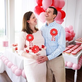 Vansolinne Strawberry Maternity Sash Corsage Set Mom to Be Dad to Be Corsage Berry Sweet Themed Baby Shower Decorations Red Pink Belly Band Gender Revealed Party Gift Keepsake Pregnancy Photo Props