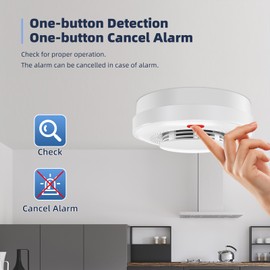Smoke Detector Fire Alarms 360 Degree Detection High Sensitivity Sensing 433 Wireless Transmission Fire Alarm Auto-Check for Home RV Hotel Office Air Quality Monitoring High Sound Alarm