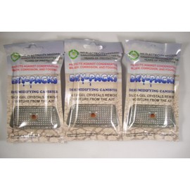 3 Pack of 40 Gram Aluminum Silica Gel Desiccant Canister by Dry-Packs® - Reuseable & Moisture Indicating Dehumidifier!
