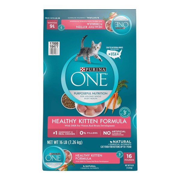 Purina ONE High Protein, Natural Dry Kitten Food, +Plus Healthy Kitten Formula - 16 lb. Bag